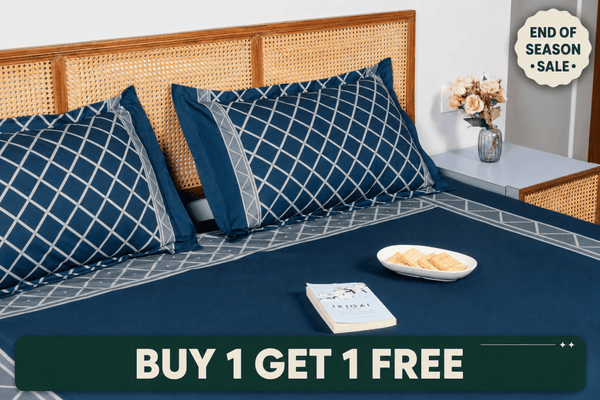 Cloudline Cozy Cross Bedding Set - Deep Blue - snoozypanda
