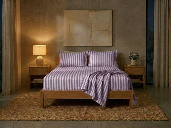 Havana Stripe Berry – premium 400TC Aswan Fabric bedding by Snoozy Panda