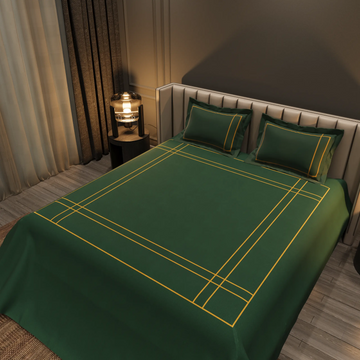 Harbour Hush Lines Bedding Set - Dark Green