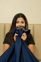 Harbour Hush Lines Bedding Set - Deep Blue - 100% Cotton 400 TC - snoozypanda