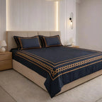 Night Lace Retreat Bedding Set - Deep Black - 100% Cotton 400 TC - snoozypanda