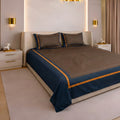 Evening Hug Frame Bedding Set - Deep Blue - 400 TC Cotton