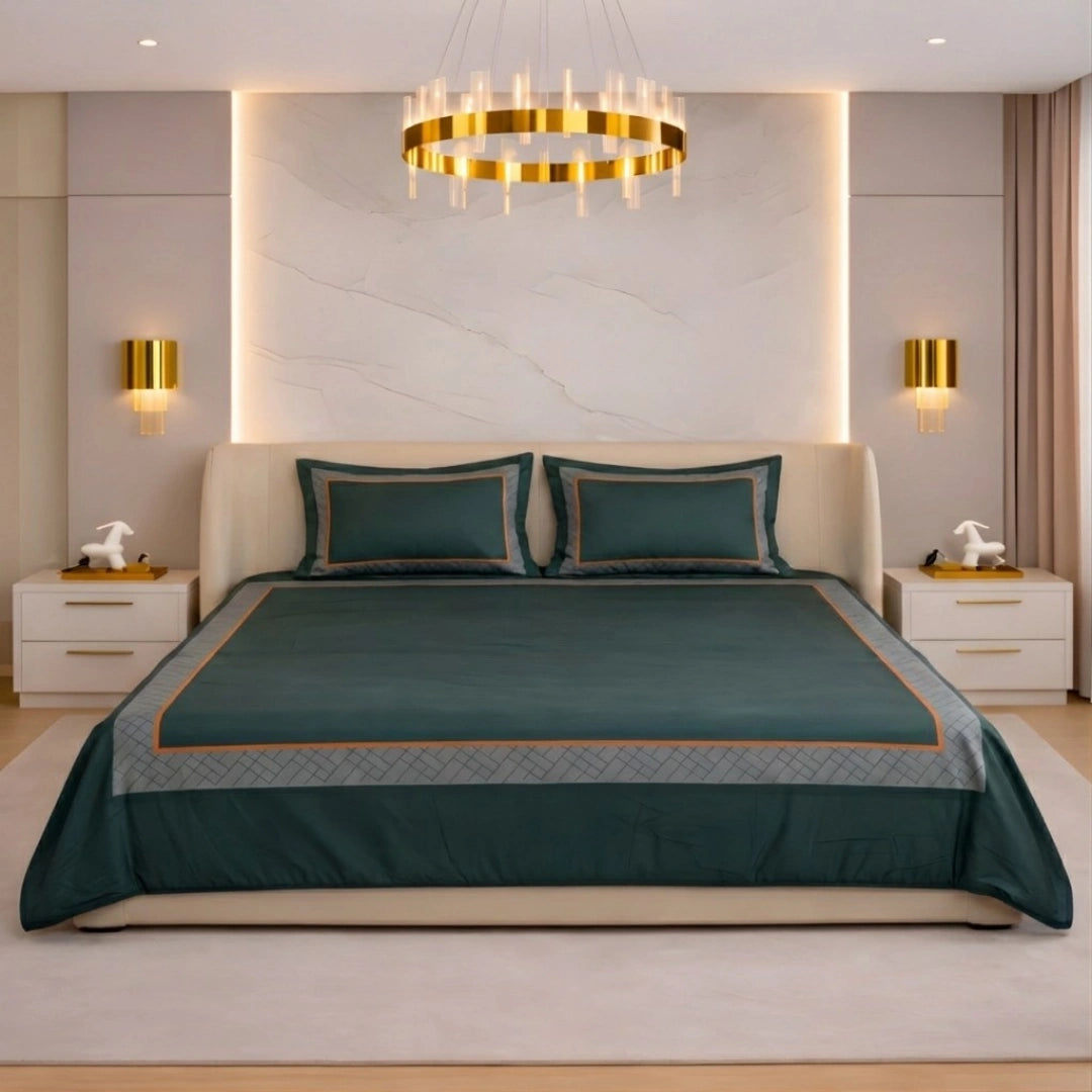 Midnight Serenity Lattice Bedding Set - Grey - 400 TC Cotton