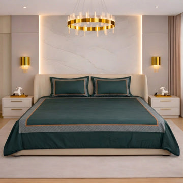 Midnight Serenity Lattice Bedding Set - Grey - 400 TC Cotton