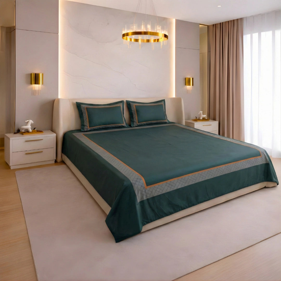 Midnight Serenity Lattice Bedding Set - Grey - 400 TC Cotton