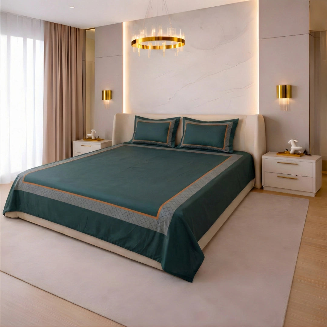 Midnight Serenity Lattice Bedding Set - Grey - 400 TC Cotton