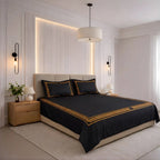 Seren Crest Cuddle Bedding Set - Deep Black - 100% Cotton 400 TC - snoozypanda