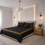 Seren Crest Cuddle Bedding Set - Deep Black - 100% Cotton 400 TC - snoozypanda