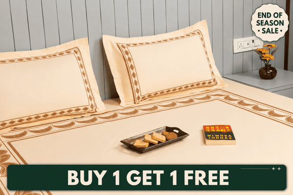 Calm Bloom Cocoon Bedding Set - Beige - snoozypanda