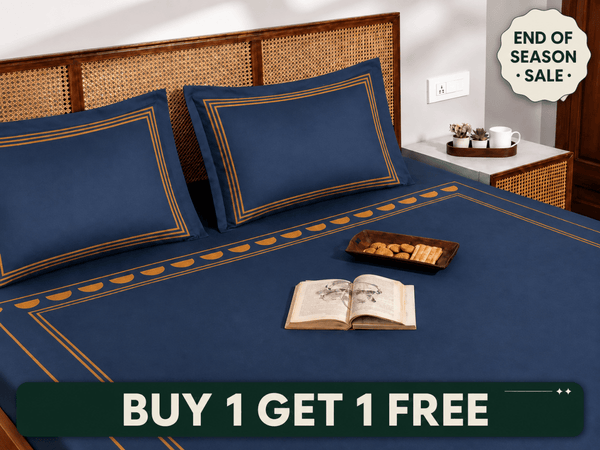 Amber Arc Haven Bedding Set - Deep Blue - snoozypanda