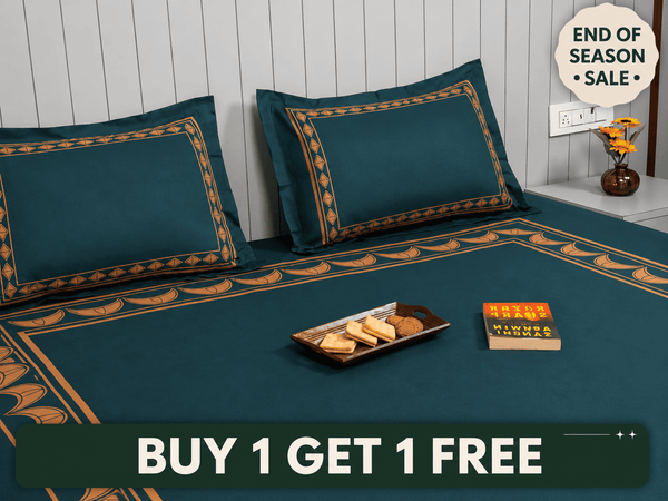 Calm Bloom Cocoon Bedding Set – Teal - snoozypanda