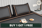 Evening Hug Frame Bedding Set - Charcoal Black - snoozypanda
