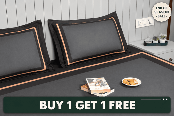 Evening Hug Frame Bedding Set - Charcoal Black - snoozypanda