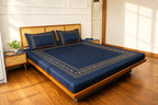 Celeste Charm Cradle Bedding Set - Deep Blue - 100% Cotton 400 TC - snoozypanda