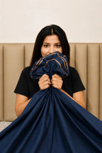 Celeste Charm Cradle Bedding Set - Deep Blue - 100% Cotton 400 TC - snoozypanda