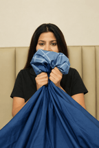 Cloudline Cozy Cross Bedding Set - Deep Blue - 100% Cotton 400 TC - snoozypanda