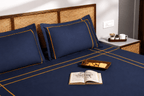 Harbour Hush Lines Bedding Set - Deep Blue - 100% Cotton 400 TC - snoozypanda