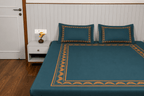 Calm Bloom Cocoon Bedding Set – Teal - 100% Cotton 400 TC - snoozypanda