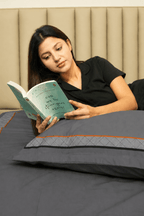 Midnight Serenity Lattice Bedding Set - Grey - 100% Cotton 400 TC - snoozypanda