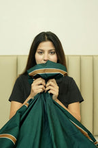 Gentle Grid Nest Bedding Set - Dark Green - 100% Cotton 400 TC - snoozypanda