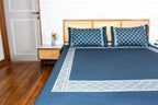 Cloudline Cozy Cross Bedding Set - Deep Blue - 100% Cotton 400 TC - snoozypanda