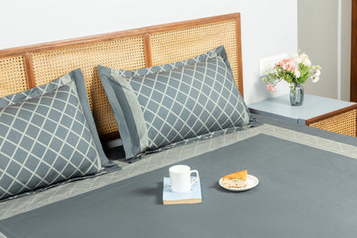 Cloudline Cozy Cross Bedding Set - Grey - 100% Cotton 400 TC