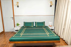 Gentle Grid Nest Bedding Set - Dark Green - 100% Cotton 400 TC - snoozypanda