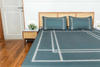Gentle Grid Nest Bedding Set - Dark Teal - 100% Cotton 400 TC - snoozypanda
