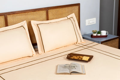 Harbour Hush Lines Bedding Set – Beige - 100% Cotton 400 TC