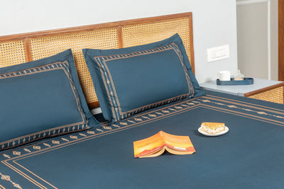 Celeste Charm Cradle Bedding Set - Deep Blue - 100% Cotton 400 TC