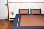 Evening Hug Frame Bedding Set - Deep Blue - 100% Cotton 400 TC - snoozypanda