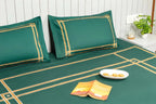 Gentle Grid Nest Bedding Set - Dark Green - 100% Cotton 400 TC - snoozypanda