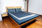 Cloudline Cozy Cross Bedding Set - Deep Blue - 100% Cotton 400 TC - snoozypanda