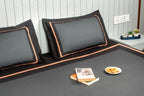 Evening Hug Frame Bedding Set - Charcoal Black - 100% Cotton 400 TC - snoozypanda