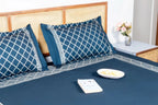 Cloudline Cozy Cross Bedding Set - Deep Blue - 100% Cotton 400 TC - snoozypanda