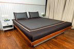 Evening Hug Frame Bedding Set - Charcoal Black - 100% Cotton 400 TC - snoozypanda