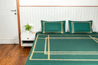 Gentle Grid Nest Bedding Set - Dark Green - 100% Cotton 400 TC - snoozypanda