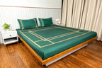 Gentle Grid Nest Bedding Set - Dark Green - 100% Cotton 400 TC - snoozypanda