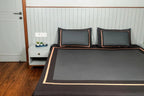 Evening Hug Frame Bedding Set - Charcoal Black - 100% Cotton 400 TC - snoozypanda