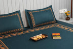Calm Bloom Cocoon Bedding Set – Teal - 100% Cotton 400 TC - snoozypanda