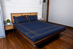 Harbour Hush Lines Bedding Set - Deep Blue - 100% Cotton 400 TC - snoozypanda