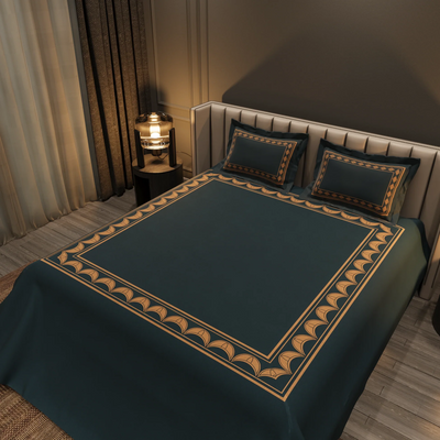 Calm Bloom Cocoon Bedding Set – Teal