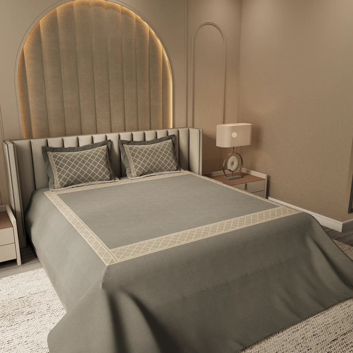Cloudline Cozy Cross Bedding Set - Grey