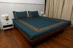 Calm Bloom Cocoon Bedding Set – Teal - 100% Cotton 400 TC - snoozypanda
