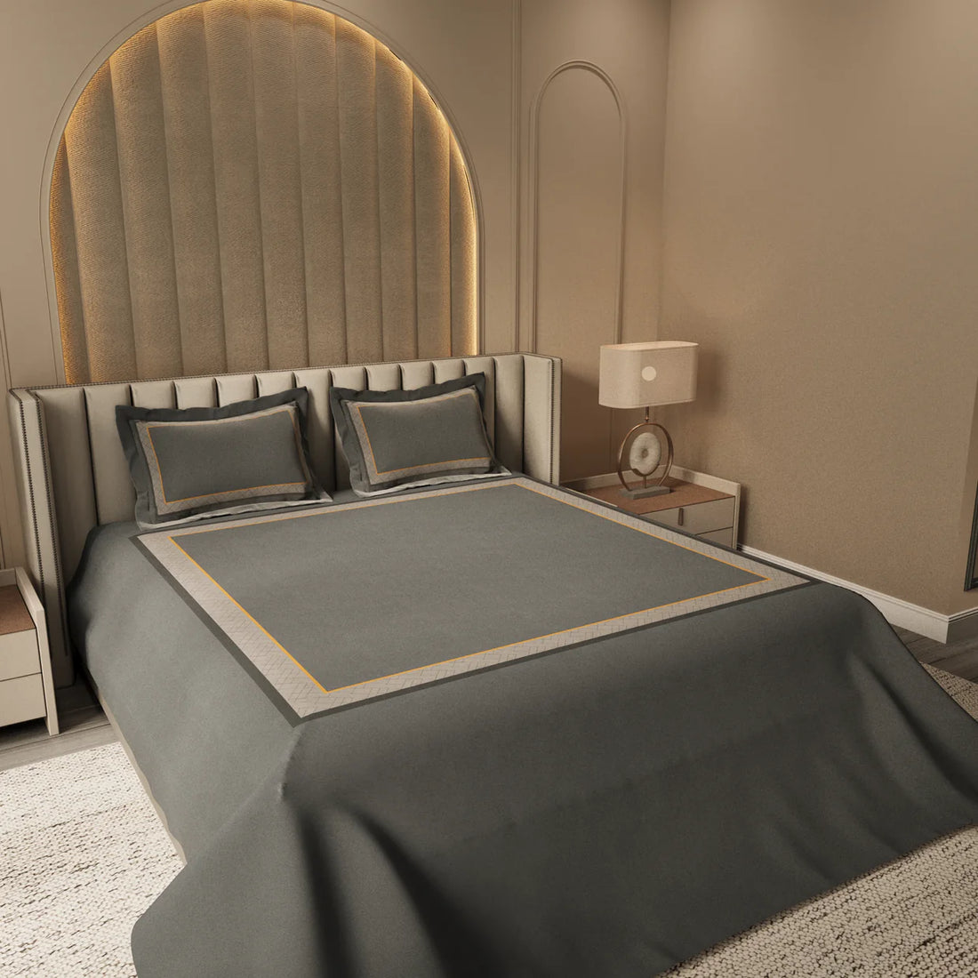 Midnight Serenity Lattice Bedding Set - Grey