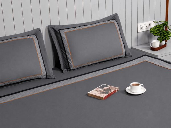 Midnight Serenity Lattice Bedding Set - Grey - 100% Cotton 400 TC - snoozypanda