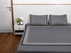 Midnight Serenity Lattice Bedding Set - Grey - 100% Cotton 400 TC - snoozypanda