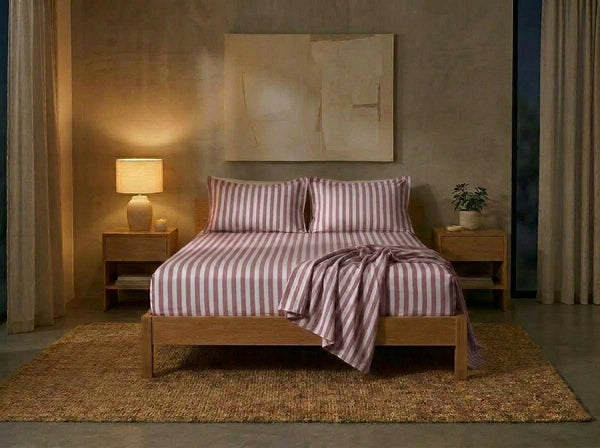 Havana Stripe Rose – premium 400TC Aswan Fabric bedding by Snoozy Panda
