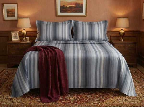 Havana Stripe Ash complete bedding set – bedsheet with two pillowcases by Snoozy Panda