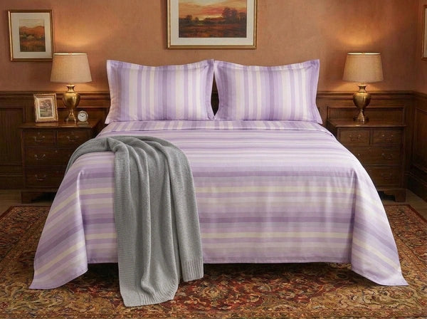 Havana Stripe Lilac complete bedding set – bedsheet with two pillowcases by Snoozy Panda